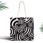 Palmiye ve Kadeh Resimli Dijital Baskılı Fermuarlı Kumaş Çanta Realhomes