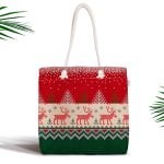 Kırmızı Zeminde Kar Taneleri Özel Tasarım Fermuarlı Kumaş Çanta Realhomes