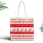 Kırmızı Zeminde Kar Taneleri Özel Tasarım Fermuarlı Kumaş Çanta Realhomes