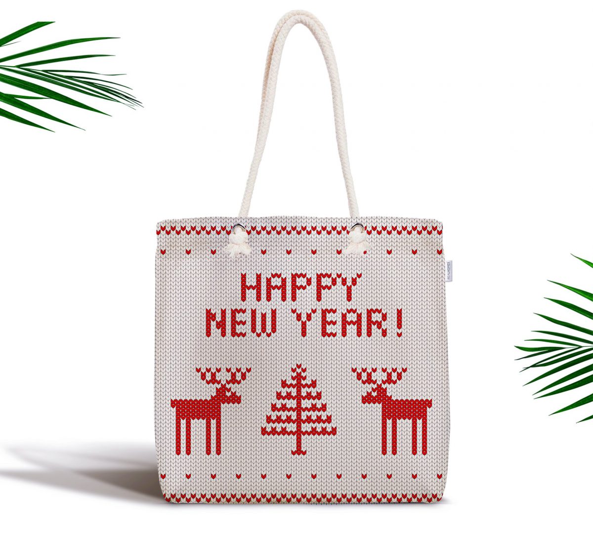 Happy New Year Temalı Dijital Baskılı Fermuarlı Modern Kumaş Çanta Realhomes