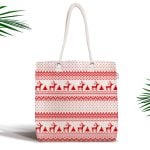 Siyah Kırmızı Ekose Desenli Yılbaşı Temalı Fermuarlı Modern Kumaş Çanta Realhomes