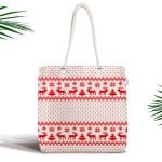 Geyik ve Çam Ağaçları Baskılı Fermuarlı Modern Kumaş Çanta Realhomes