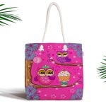 Modern Ekose Geyik Desenli Dijital Baskılı Fermuarlı Kumaş Çanta Realhomes