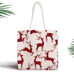 Modern Ekose Geyik Desenli Dijital Baskılı Fermuarlı Kumaş Çanta Realhomes