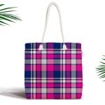 Siyah Beyaz Ekose Desenli Altın Yaldızlı Fermuarlı Kumaş Çanta Realhomes