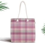 Siyah Sarı Pembe Ekose Desenli Dijital Baskılı Fermuarlı Modern Kumaş Çanta Realhomes