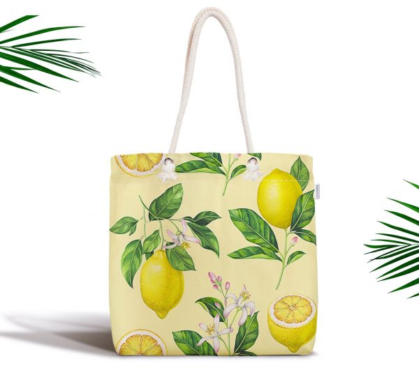 - kumas-canta-3097 - Realhomes  Özel Tasarım Limon Desenli Fermuarlı Dijital Baskılı Kumaş Çanta Realhomes