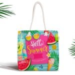 Özel Tasarım Limon Desenli Fermuarlı Dijital Baskılı Kumaş Çanta Realhomes