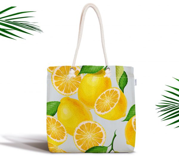 - kumas-canta-3101 - Realhomes  Mavi Zeminli Limon Desenli Fermuarlı Modern Kumaş Çanta Realhomes