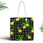 Özel Tasarım Meyve Desenli Dijital Baskılı Fermuarlı Kumaş Çanta Realhomes