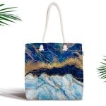 Modern Mermer Görünümlü Dijital Baskılı Bez Kumaş Çanta Realhomes