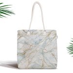 Beyaz Mermer Desenli Dijital Baskılı Fermuarlı Kumaş Çanta Realhomes
