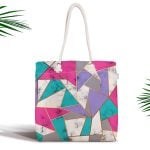 Geometrik Üçgen Şekilli Mermer Desenli Fermuarlı Kumaş Çanta Realhomes