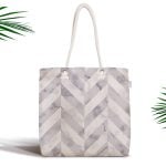 Mermer Zeminli Siyah Geometrik Desenli Modern Fermuarlı Kumaş Çanta Realhomes