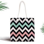 Mermer Zeminli Siyah Geometrik Desenli Modern Fermuarlı Kumaş Çanta Realhomes