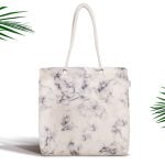 Vizon Renk Amazon Yaprakları Temalı Modern Fermuarlı Kumaş Çanta Realhomes