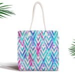 Mavi Zeminde Yuvarlak Desenli Modern Fermuarlı Kumaş Çanta Realhomes