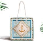 Altın Renkli Palmiye Yaprakları Dijital Baskılı Fermuarlı Kumaş Çanta Realhomes