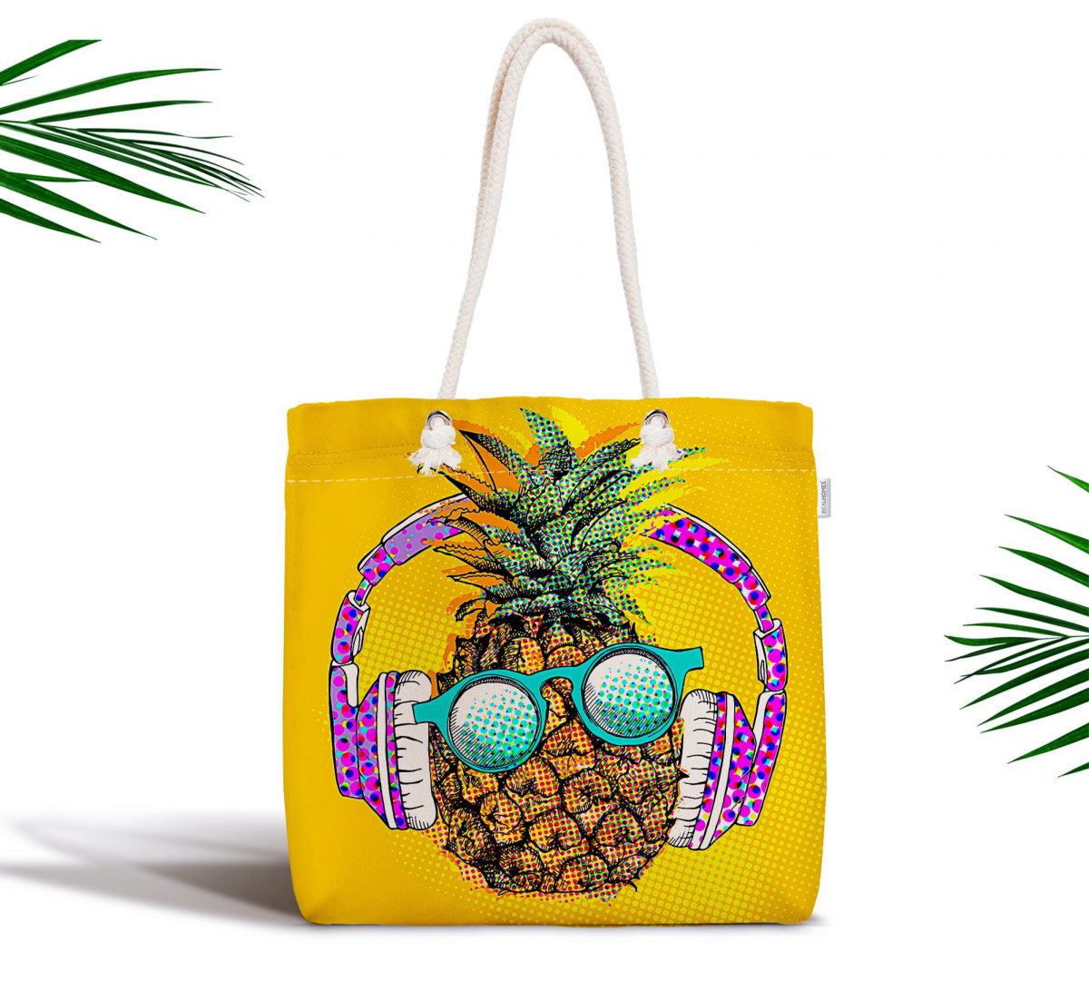 Summer Ananas Tasarımlı Fermuarlı Modern Kumaş Çanta Realhomes