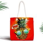 Pudra Zeminli Egzotik Zebra Tasarımlı Modern Fermuarlı Kumaş Çanta Realhomes