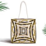 Pudra Zeminli Egzotik Zebra Tasarımlı Modern Fermuarlı Kumaş Çanta Realhomes