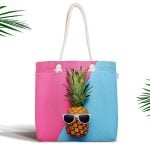 Pembe Altın Varaklı Ogea Desenli Fermuarlı Modern Kumaş Çanta Realhomes