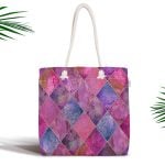 Mavi Pembe Ananas Desenli Modern Fermuarlı Kumaş Çanta Realhomes