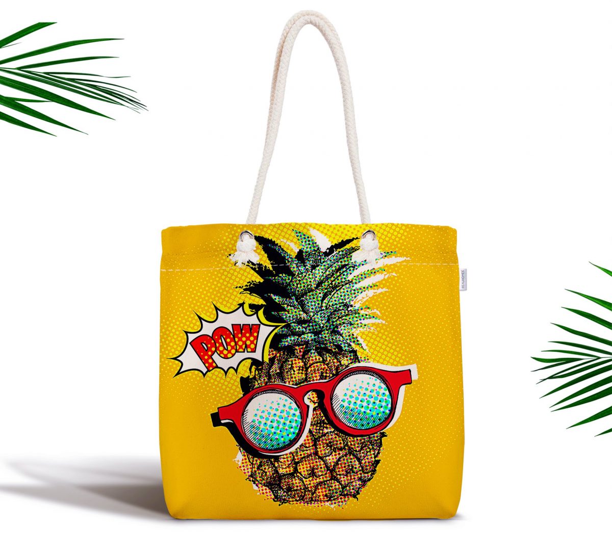 Pop Art Temalı Ananas Özel Tasarım Fermuarlı Kumaş Çanta Realhomes