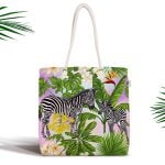 Zigzag Zeminde Çiçekler Temalı Modern Fermuarlı Kumaş Çanta Realhomes