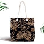 3D Altın Renkli Yapraklar Özel Tasarım Modern Fermuarlı Kumaş Çanta Realhomes