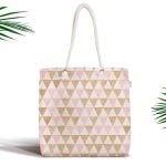 Pembe Zeminde Yaprak Modern Tasarımlı Fermuarlı Modern Kumaş Çanta Realhomes