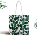 Altın Renkte Palmiyeler Özel Tasarımlı Fermuarlı Kumaş Çanta Realhomes