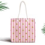 Siyah Zeminde Palmiye Yaprakları Özel Tasarım Fermuarlı Kumaş Çanta Realhomes