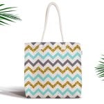 Sarı Zeminli Ananas Detaylı Modern Fermuarlı Kumaş Çanta Realhomes