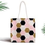 Renkli Yaprak Zeminli Ananas Detaylı Modern Fermuarlı Kumaş Çanta Realhomes