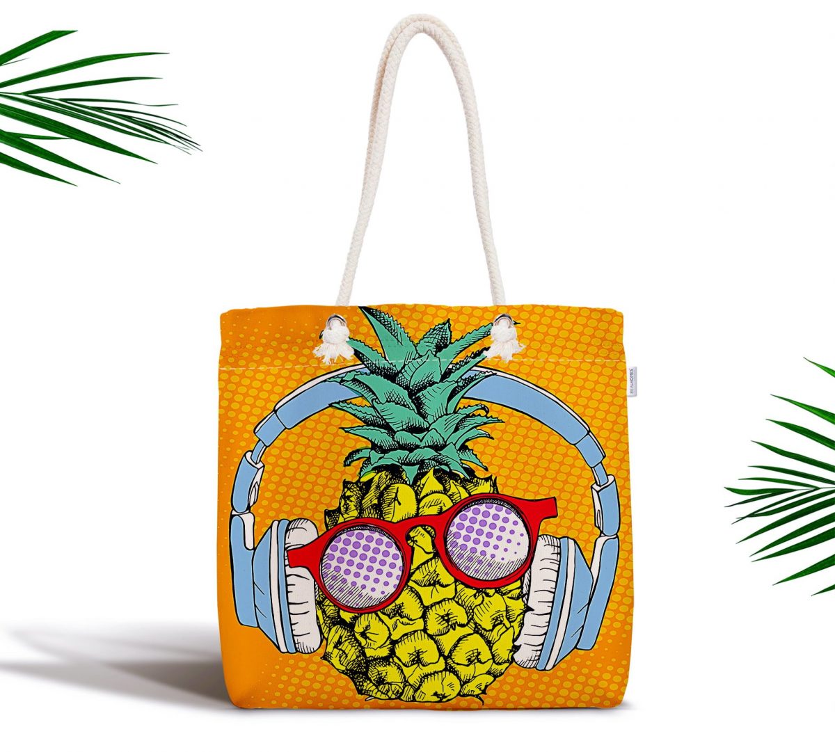 Turuncu Zeminde Summer Ananas Tasarımlı Fermuarlı Kumaş Çanta Realhomes