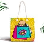 Mavi Zeminde Pop Art Özel Tasarım Dijital Baskılı Fermuarlı Kumaş Çanta Realhomes