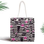 Sarı Zeminli Popart Girl Desenli Fermuarlı Modern Kumaş Çanta Realhomes