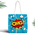 Çizgili Grl Power Desenli Dijital Baskılı Fermuarlı Modern Kumaş Çanta Realhomes