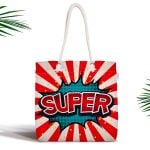 Renkli Şapka Tasarımlı Dijital Baskılı Fermuarlı Modern Kumaş Çanta Realhomes