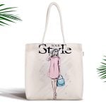 Siyah Zeminde Cool Tasarımlı Dijital Baskılı Kumaş Çanta Realhomes