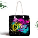 Love Yaprak Detaylı Özel Tasarım Fermuarlı Kumaş Çanta Realhomes