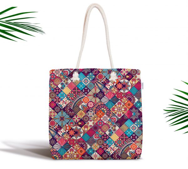 - kumas-canta-3315 - Realhomes  Etnik Geometrik Desenli Özel Tasarım Fermuarlı Kumaş Çanta Realhomes