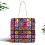 Etnik Geometrik Desenli Özel Tasarım Fermuarlı Kumaş Çanta Realhomes