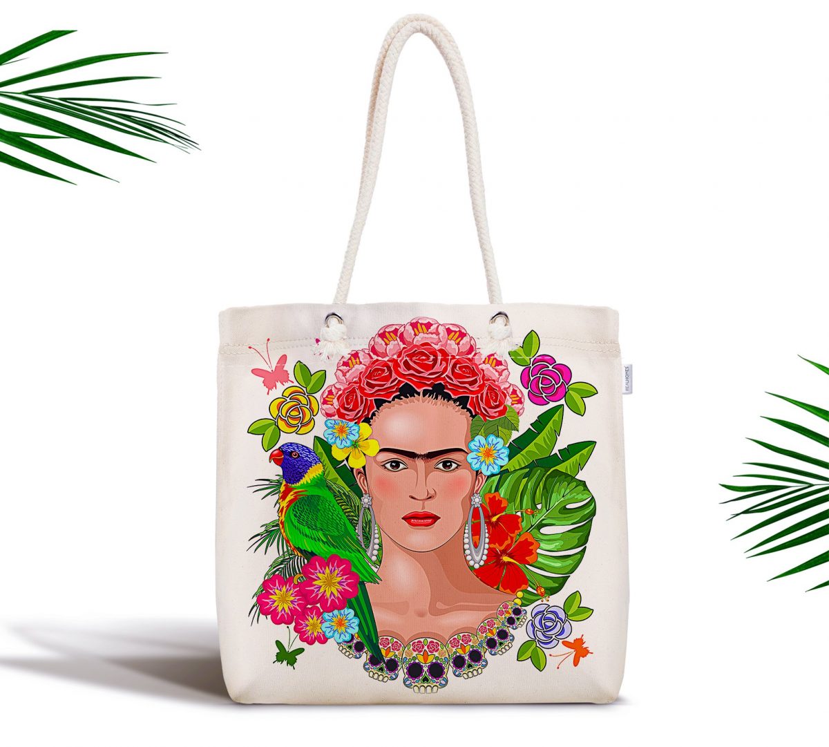 Özel Tasarım Frida Kahlo Tasarımlı Fermuarlı Modern Kumaş Çanta Realhomes