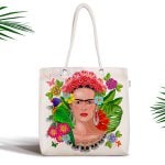 Çuval Zeminli Palmiye Yaprakları Özel Tasarım Fermuarlı Kumaş Çanta Realhomes