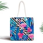 Mor Renkli Ogea Desenli Özel Tasarım Fermuarlı Modern Kumaş Çanta Realhomes