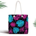 Mor Renkli Ogea Desenli Özel Tasarım Fermuarlı Modern Kumaş Çanta Realhomes