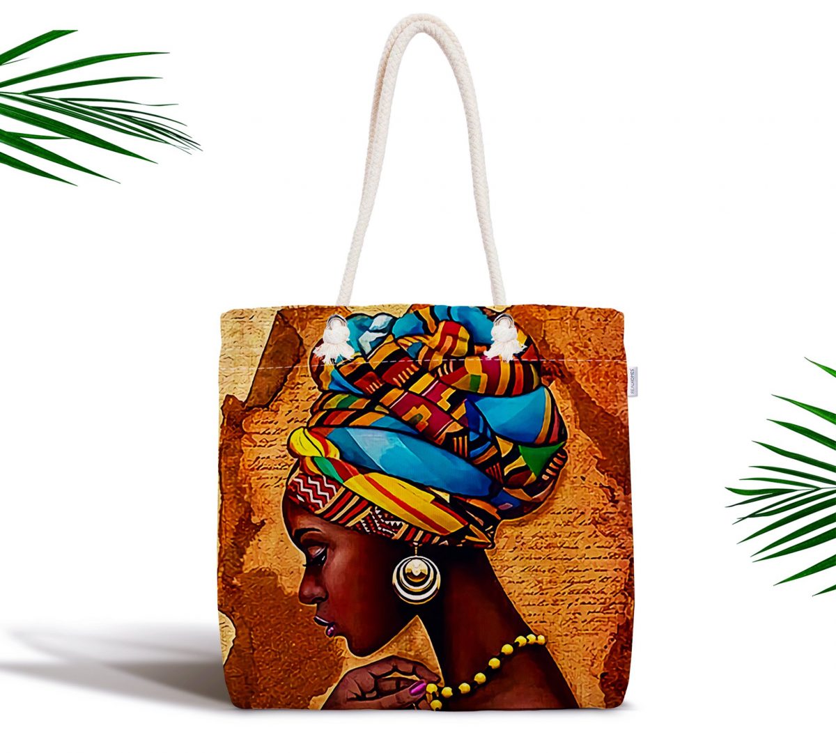 African Woman Çizimli Dijital Baskılı Modern Fermuarlı Kumaş Çanta Realhomes