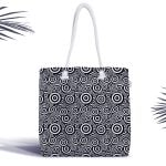 Siyah Zeminli Geometrik Geyik Çizimli Modern Fermuarlı Kumaş Çanta Realhomes